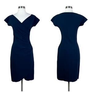 Chiara Boni | Emerentienne Navy Blue Designer Ruched Cocktail Dress 42 US 6